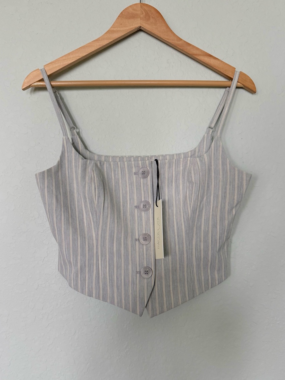 NWT Rachel Yarn Dye Striped Button Front Closure Vest Top